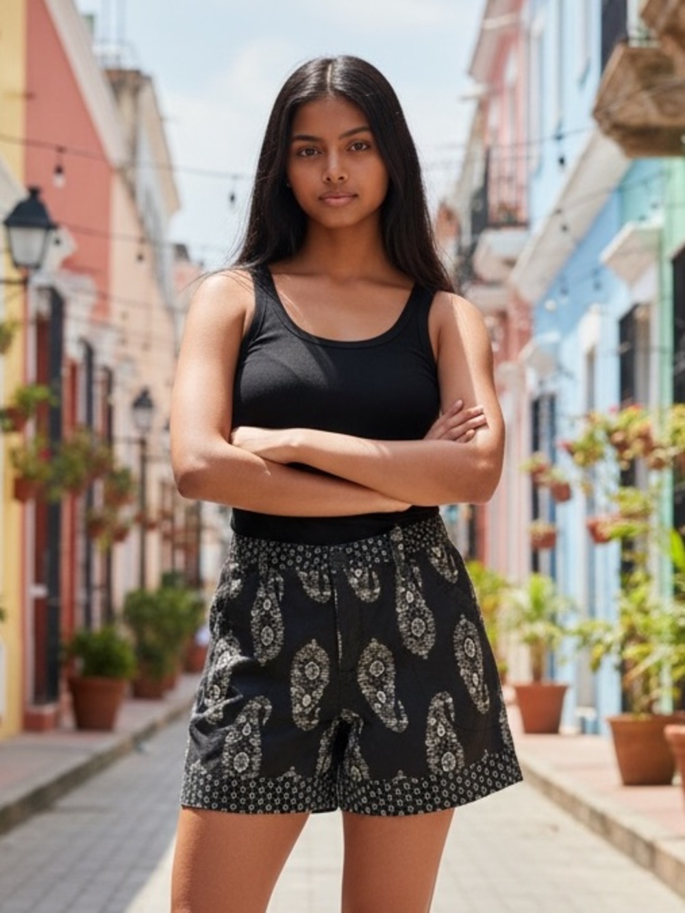 Knox Rose Black Paisley Print Women’s Shorts